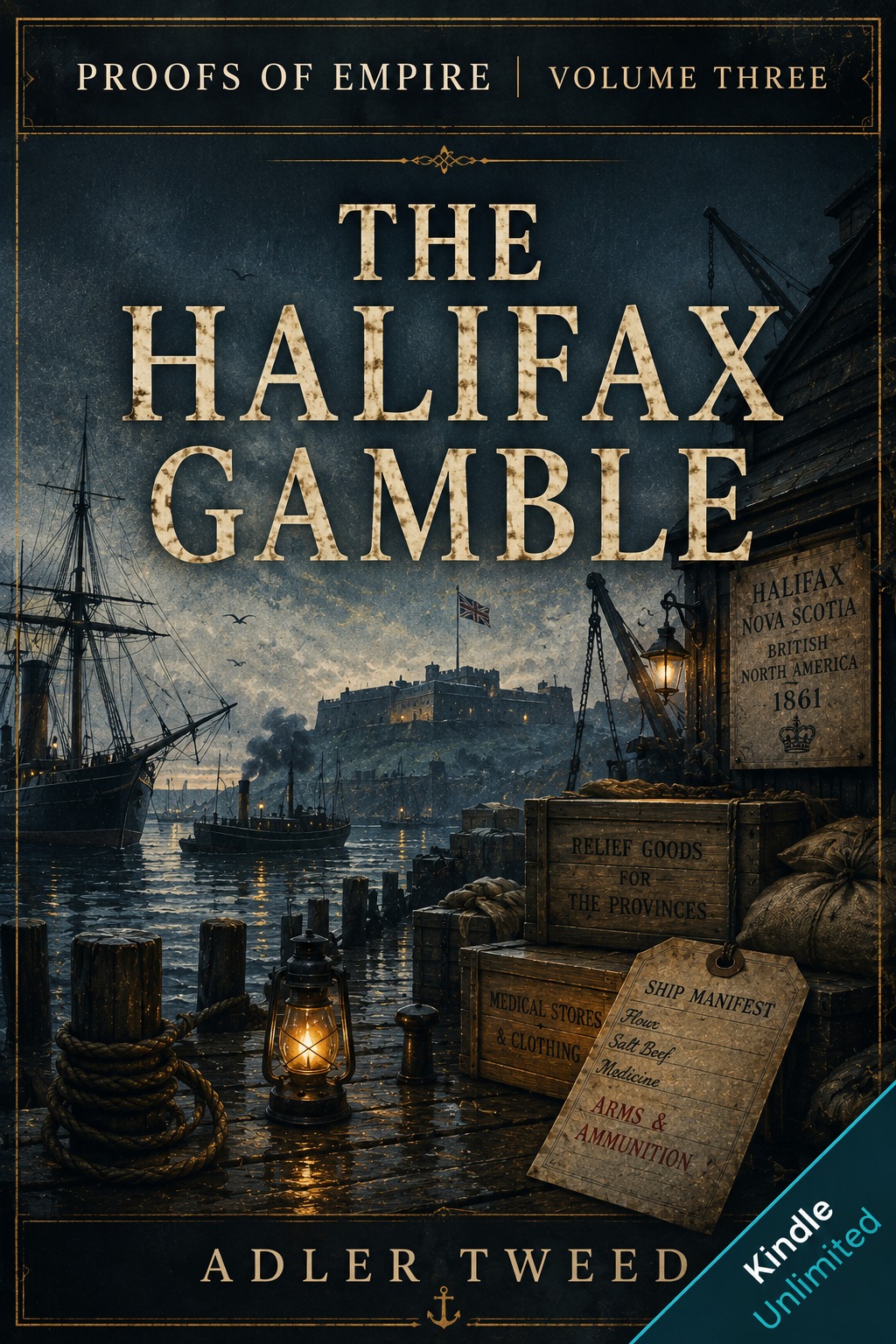 Book cover for Proofs of Empire Volume III, The Halifax Gamble, by Adler Tweed.